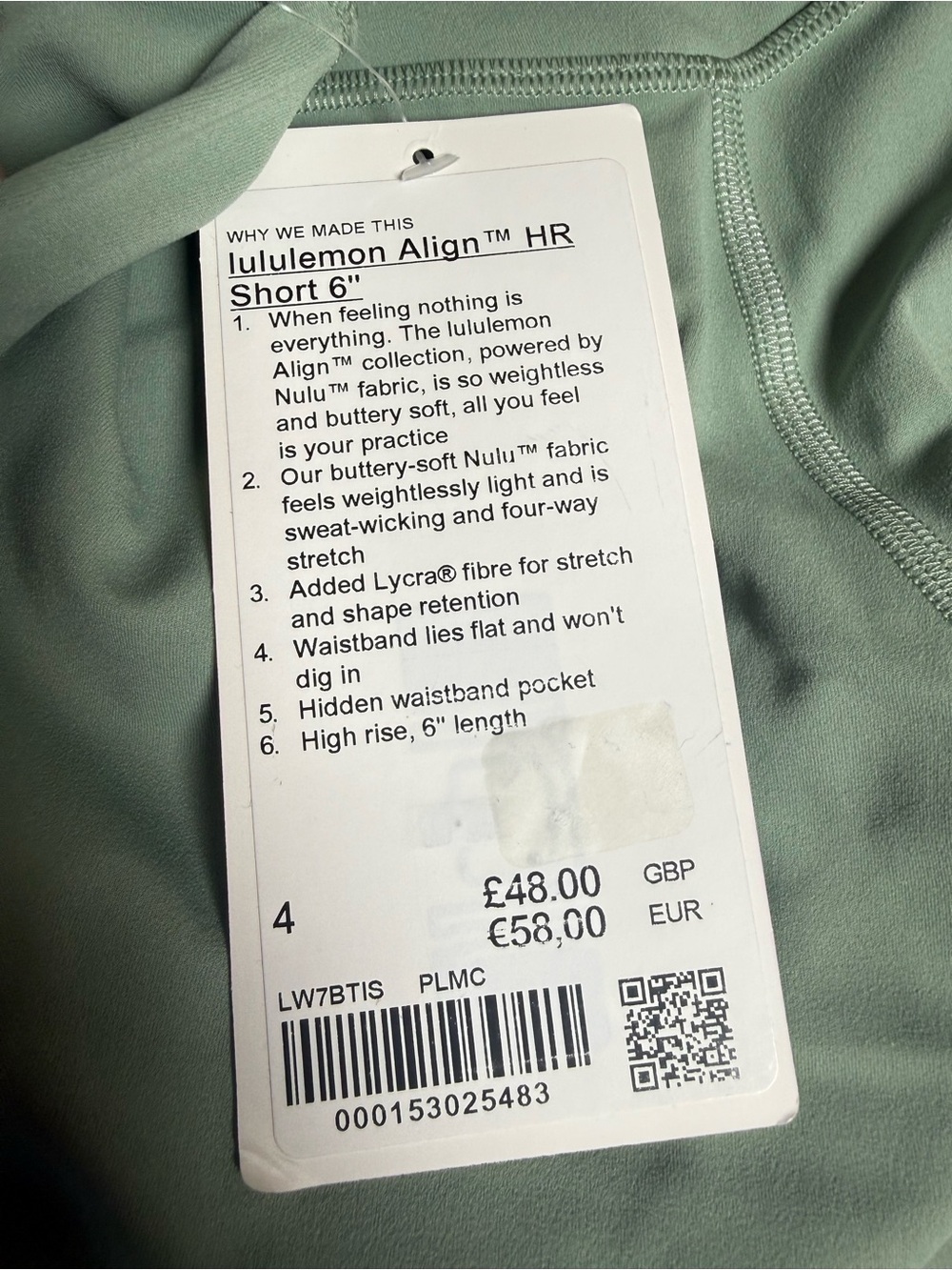 NWT Lululemon Align HR 6” Shorts Size 4 Palm Court - Picture 5 of 6